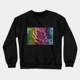 rainbow roses mask pattern floral flower vintage design Crewneck Sweatshirt